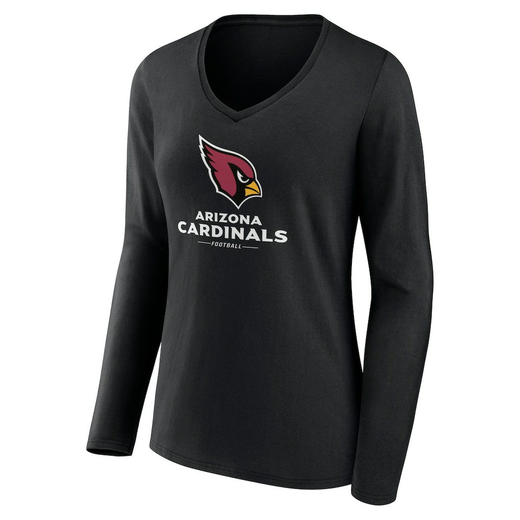 Arizona Cardinals  Women's Logo Team Lockup Long Sleeve V-Neck T-Shirt