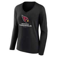 Arizona Cardinals  Women's Logo Team Lockup Long Sleeve V-Neck T-Shirt
