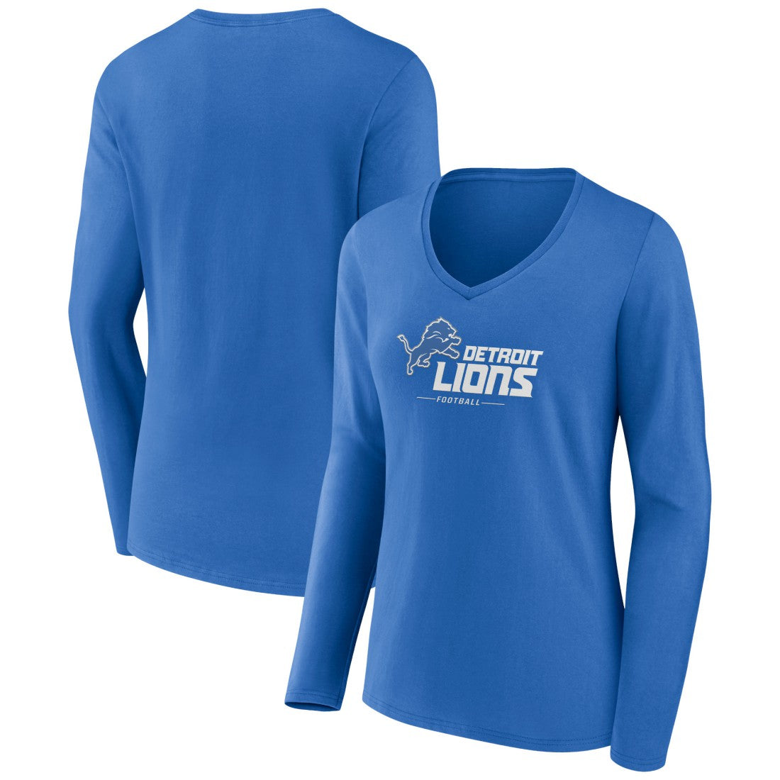 Detroit Lions  Women's Logo Team Lockup Long Sleeve V-Neck T-Shirt