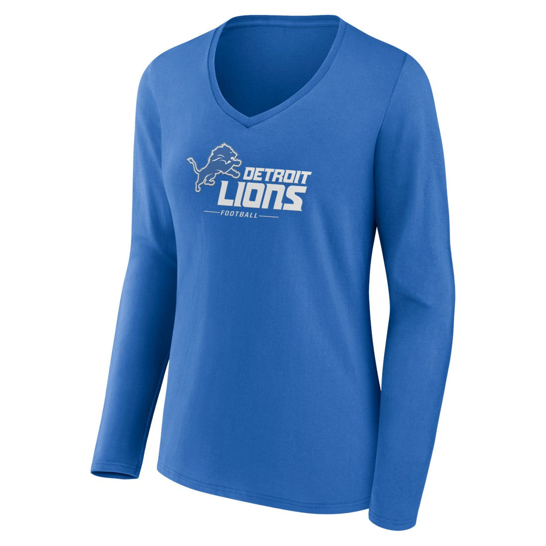 Detroit Lions  Women's Logo Team Lockup Long Sleeve V-Neck T-Shirt