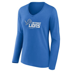 Detroit Lions  Women's Logo Team Lockup Long Sleeve V-Neck T-Shirt