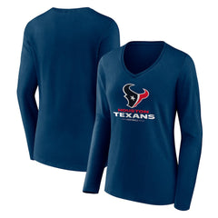Houston Texans  Women's Logo Team Lockup Long Sleeve V-Neck T-Shirt