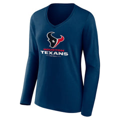 Houston Texans  Women's Logo Team Lockup Long Sleeve V-Neck T-Shirt
