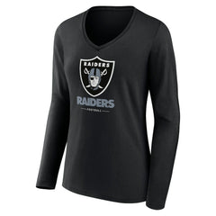 Las Vegas Raiders  Women's Logo Team Lockup Long Sleeve V-Neck T-Shirt