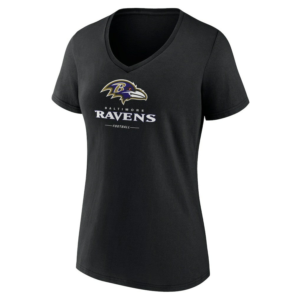 Baltimore Ravens  Women's Logo Team Lockup V-Neck T-Shirt