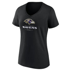 Baltimore Ravens  Women's Logo Team Lockup V-Neck T-Shirt