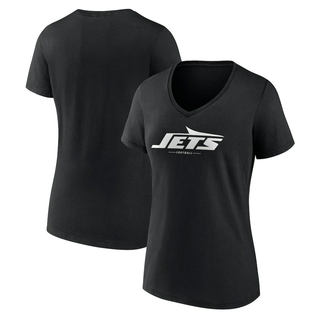 New York Jets  Women's Logo Team Lockup V-Neck T-Shirt