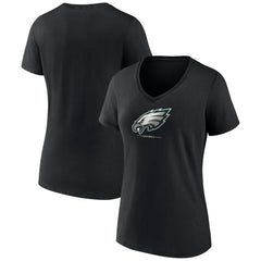 Philadelphia Eagles  Women's Logo Team Lockup V-Neck T-Shirt