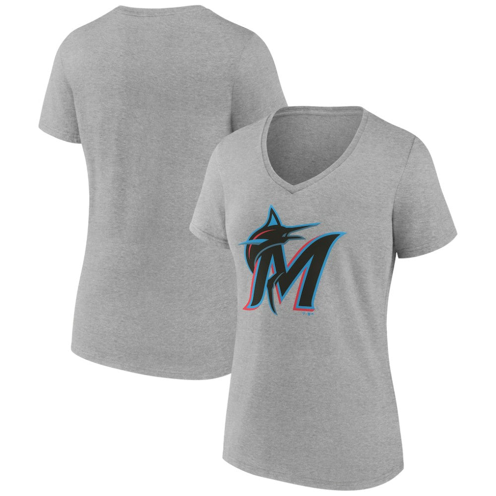 Miami Marlins Women's Official Logo V-Neck T-Shirt | MLB Outlet