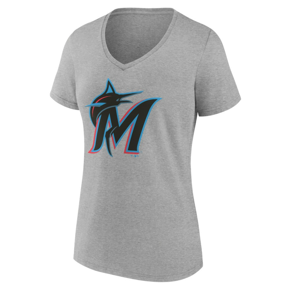 Miami Marlins Women's Official Logo V-Neck T-Shirt | MLB Outlet