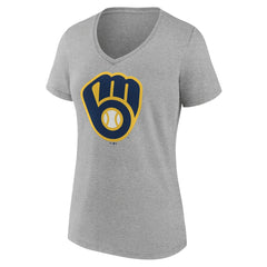Milwaukee Brewers Women's Official Logo V-Neck T-Shirt | MLB Outlet