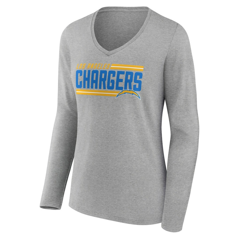 Los Angeles Chargers  Women's On Side Stripe Long Sleeve V-Neck T-Shirt