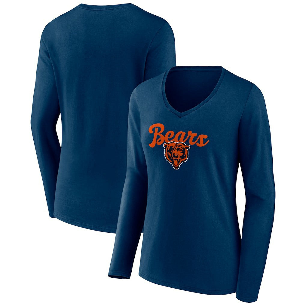 Chicago Bears  Women's Freehand Team Long Sleeve V-Neck T-Shirt