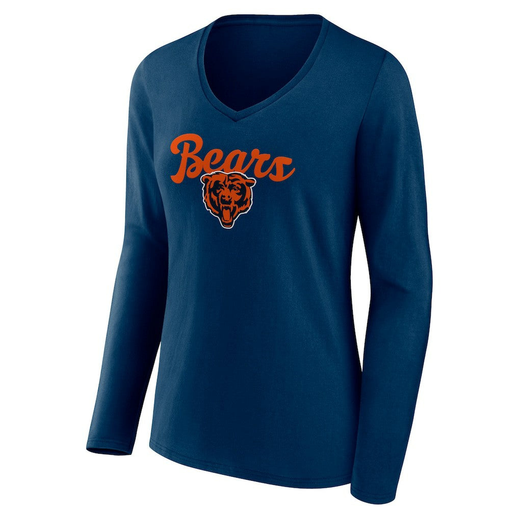 Chicago Bears  Women's Freehand Team Long Sleeve V-Neck T-Shirt