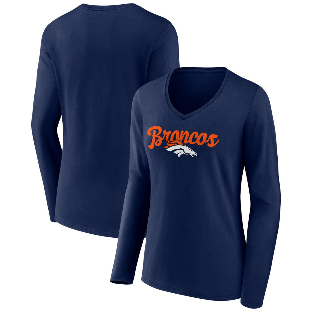 Denver Broncos  Women's Freehand Team Long Sleeve V-Neck T-Shirt