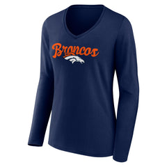 Denver Broncos  Women's Freehand Team Long Sleeve V-Neck T-Shirt
