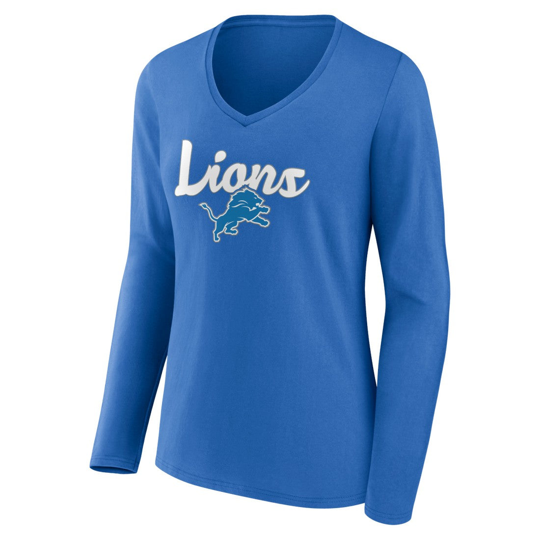 Detroit Lions  Women's Freehand Team Long Sleeve V-Neck T-Shirt
