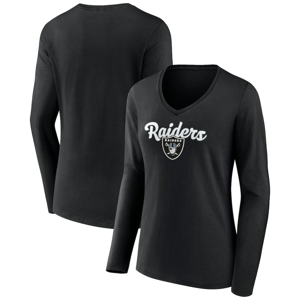 Las Vegas Raiders  Women's Freehand Team Long Sleeve V-Neck T-Shirt