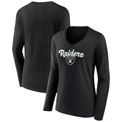 Las Vegas Raiders  Women's Freehand Team Long Sleeve V-Neck T-Shirt