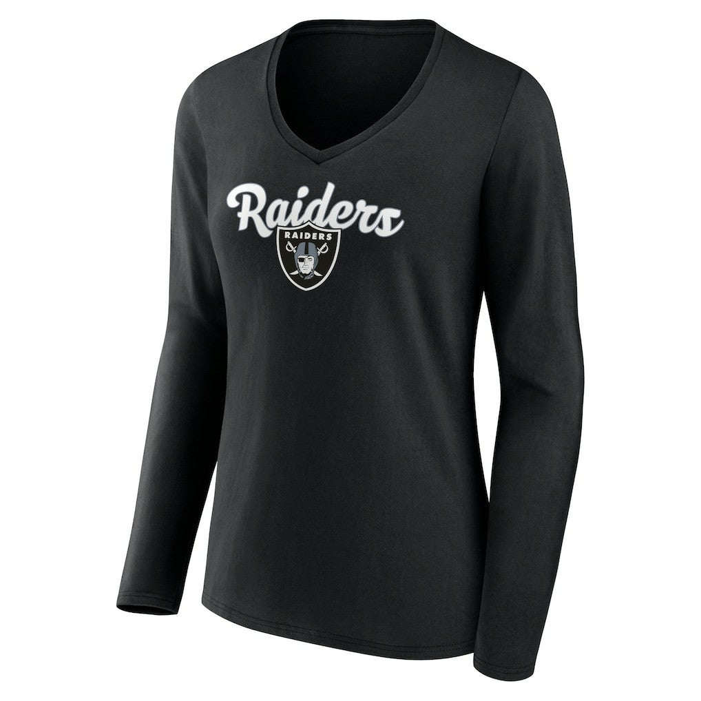 Las Vegas Raiders  Women's Freehand Team Long Sleeve V-Neck T-Shirt