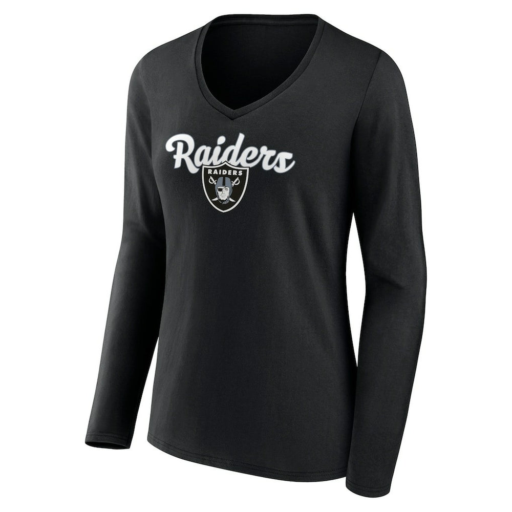 Las Vegas Raiders  Women's Freehand Team Long Sleeve V-Neck T-Shirt