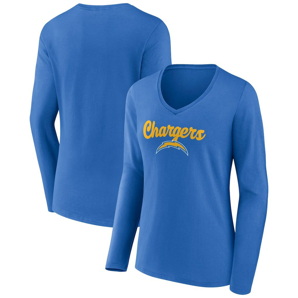 Los Angeles Chargers  Women's Freehand Team Long Sleeve V-Neck T-Shirt