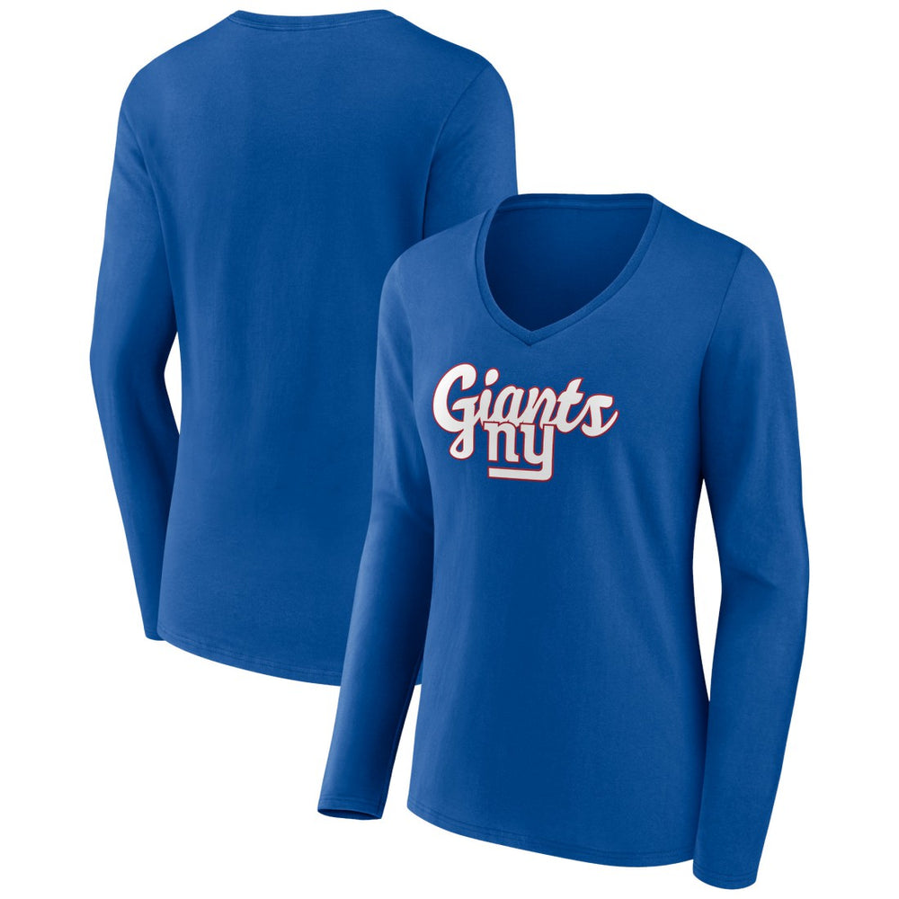 New York Giants  Women's Freehand Team Long Sleeve V-Neck T-Shirt