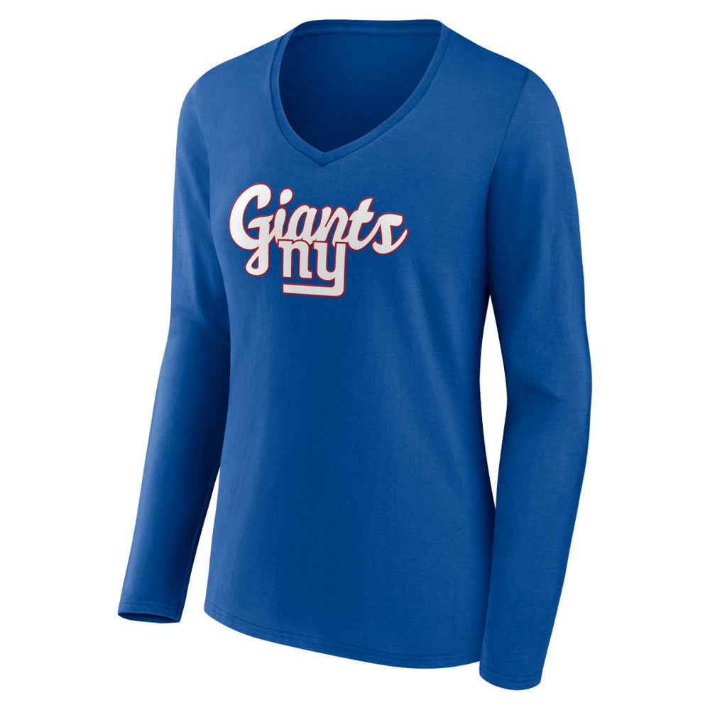 New York Giants  Women's Freehand Team Long Sleeve V-Neck T-Shirt