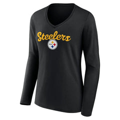 Pittsburgh Steelers  Women's Freehand Team Long Sleeve V-Neck T-Shirt