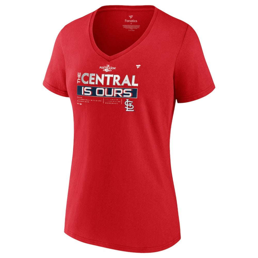 St. Louis Cardinals Fanatics Women's 2022 NL Central Division Champions Locker Room V-Neck T-Shirt | MLB Discount
