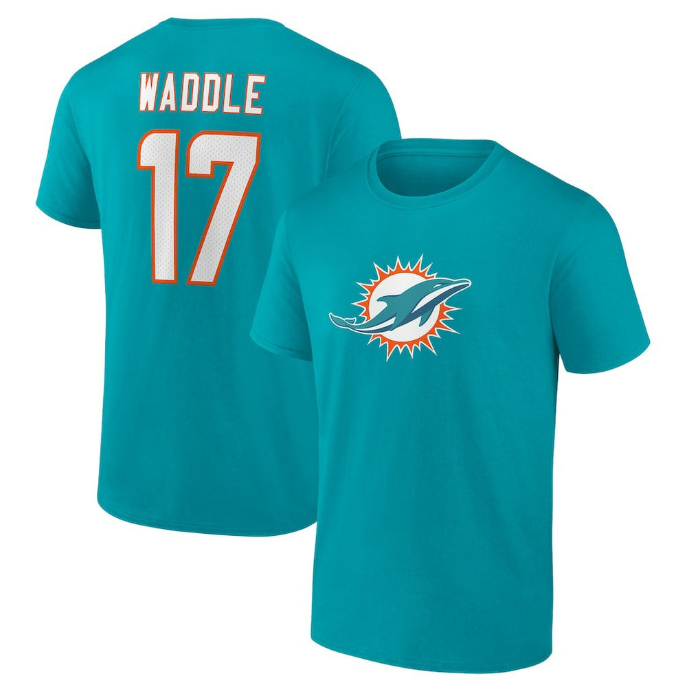 Miami Dolphins  Jaylen Waddle  Player Icon Name & Number T-Shirt