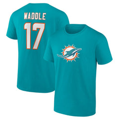 Miami Dolphins  Jaylen Waddle  Player Icon Name & Number T-Shirt