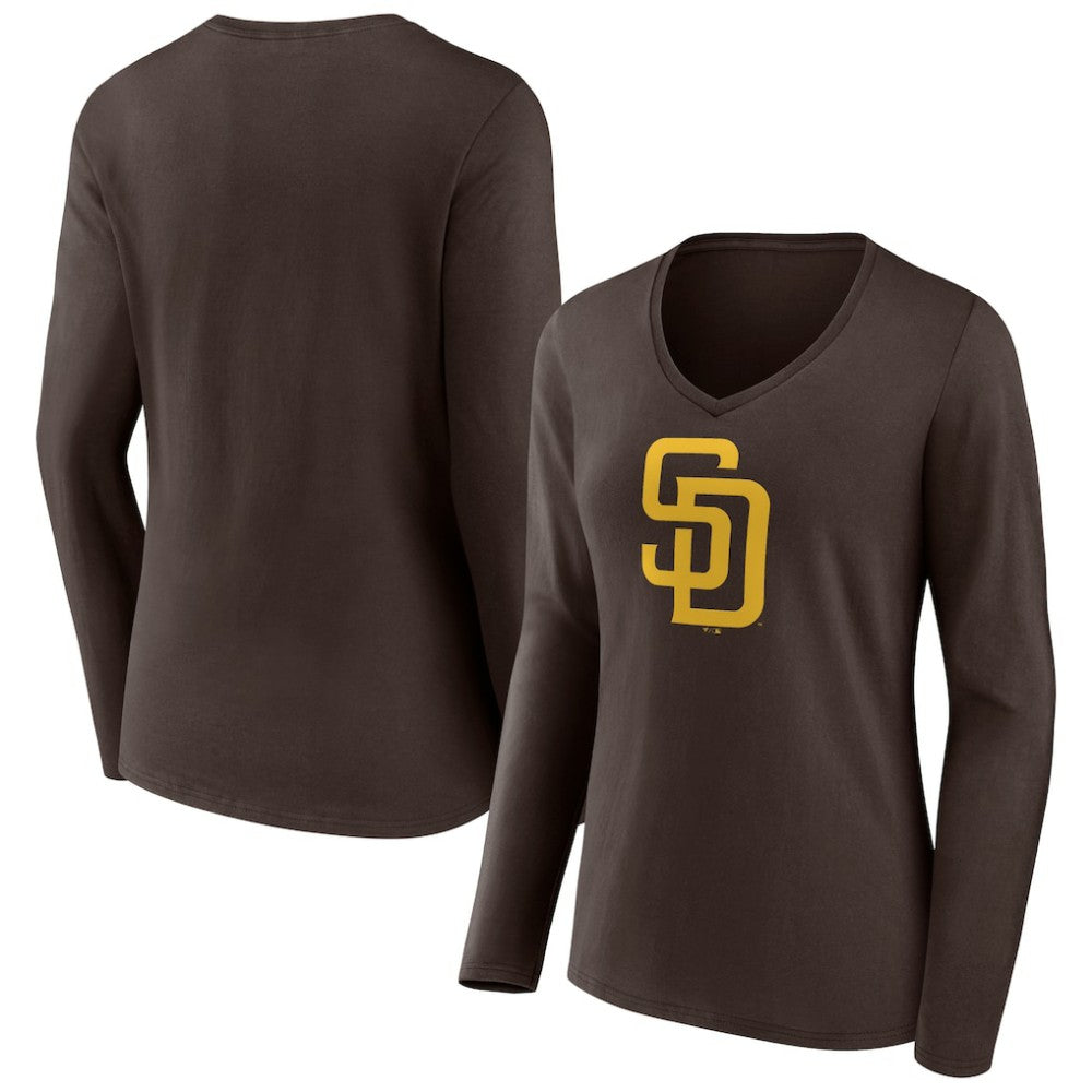 San Diego Padres Women's Team Logo Long Sleeve V-Neck T-Shirt | MLB For sale