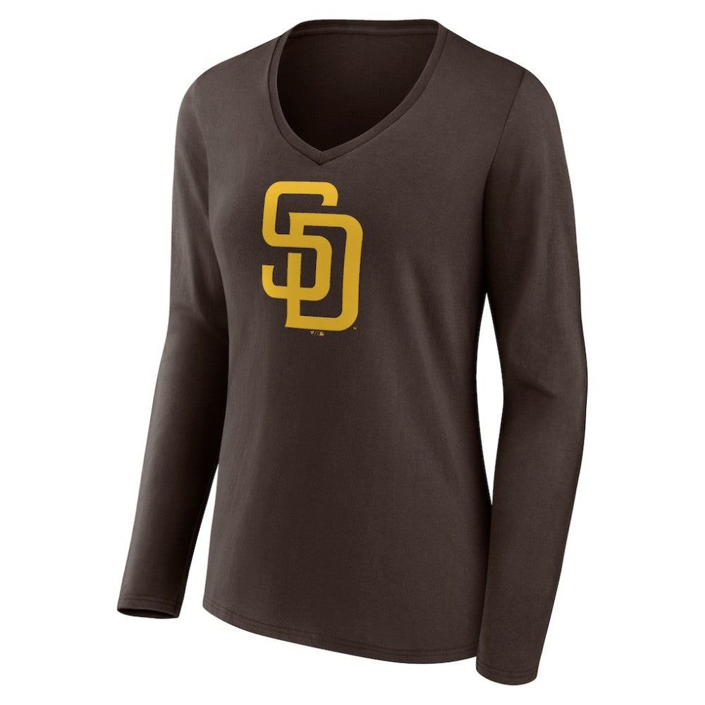 San Diego Padres Women's Team Logo Long Sleeve V-Neck T-Shirt | MLB For sale