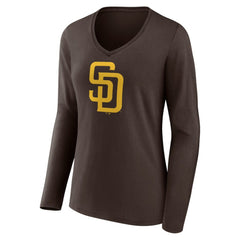 San Diego Padres Women's Team Logo Long Sleeve V-Neck T-Shirt | MLB For sale