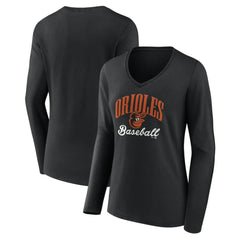 Baltimore Orioles Women's Victory Script Long Sleeve V-Neck T-Shirt | MLB Online