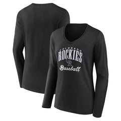 Colorado Rockies Women's Victory Script Long Sleeve V-Neck T-Shirt | MLB Outlet