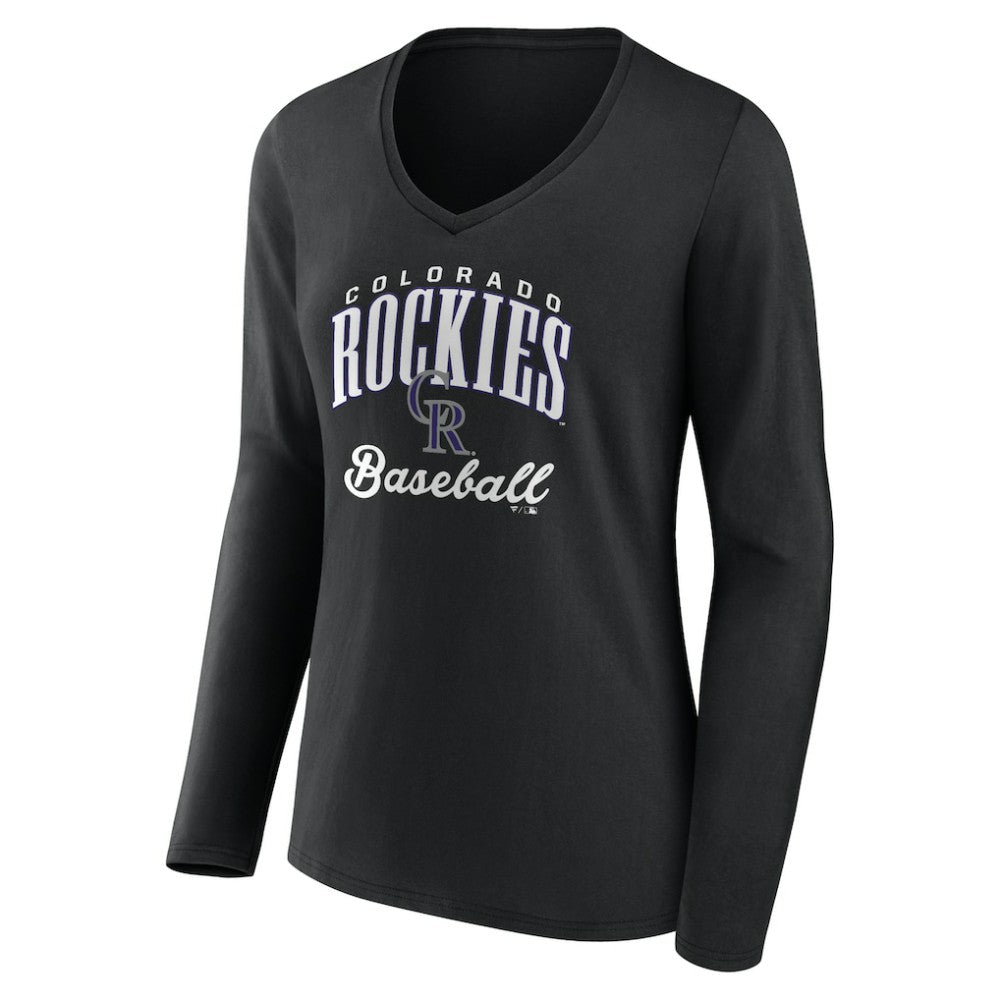 Colorado Rockies Women's Victory Script Long Sleeve V-Neck T-Shirt | MLB Outlet
