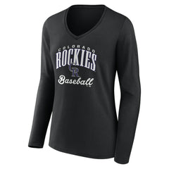 Colorado Rockies Women's Victory Script Long Sleeve V-Neck T-Shirt | MLB Outlet