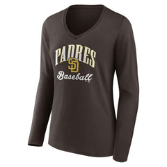 San Diego Padres Women's Victory Script Long Sleeve V-Neck T-Shirt | MLB On Sale