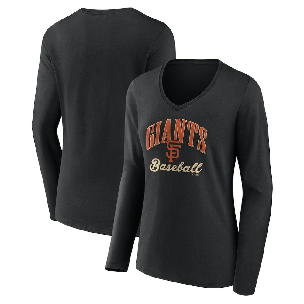 San Francisco Giants Women's Victory Script Long Sleeve V-Neck T-Shirt | MLB Sale