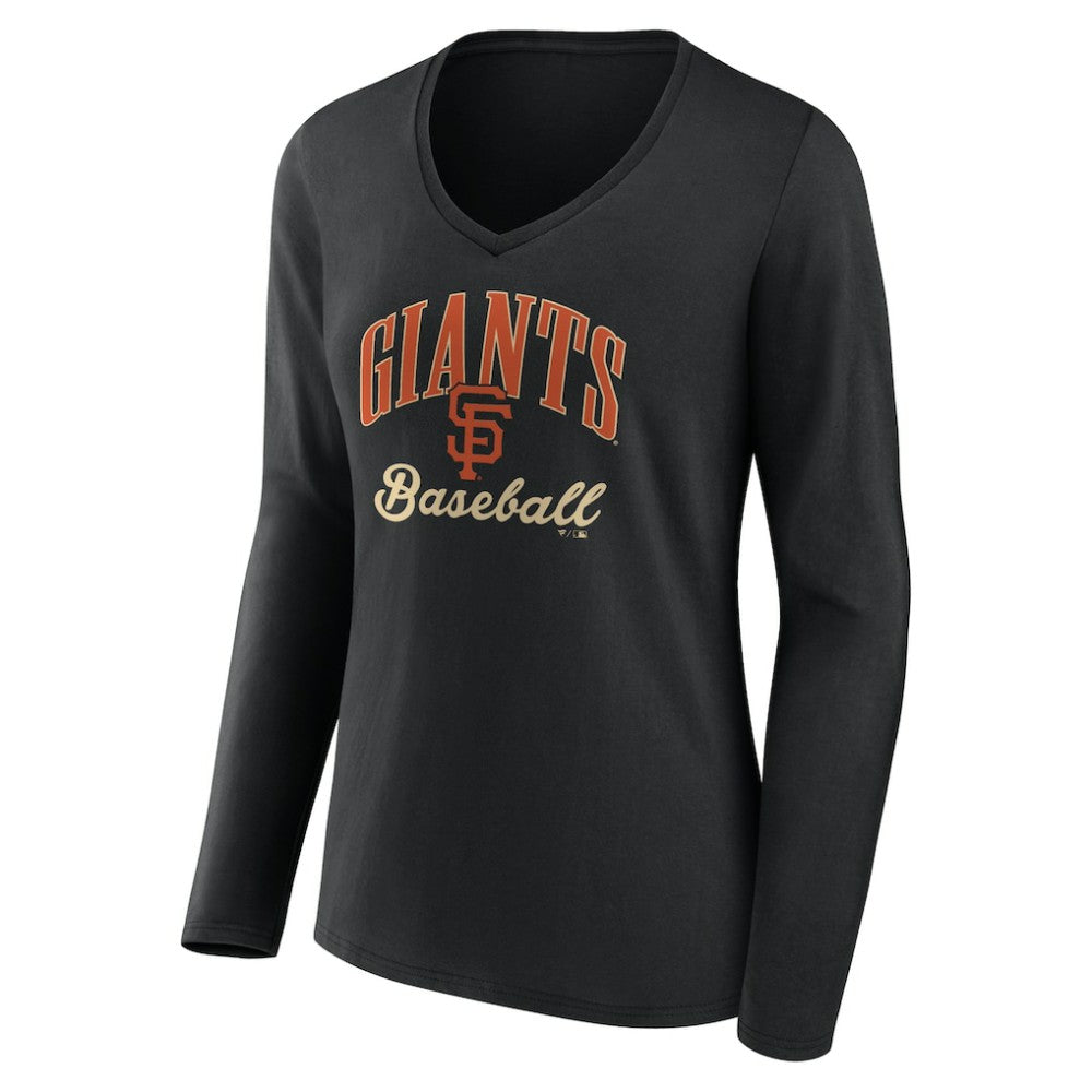San Francisco Giants Women's Victory Script Long Sleeve V-Neck T-Shirt | MLB Sale