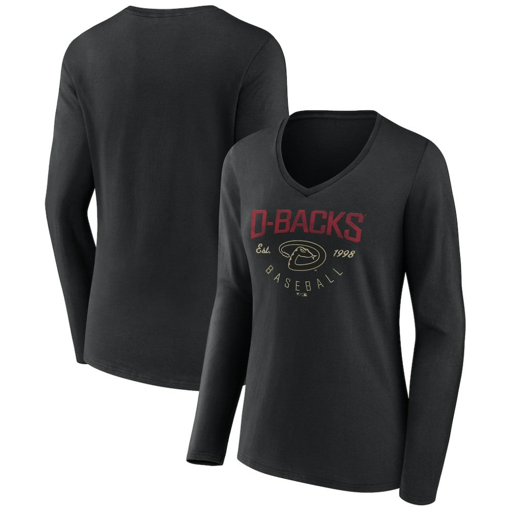 Arizona Diamondbacks Women's Live For It Long Sleeve Long Sleeve V-Neck T-Shirt | MLB On Sale