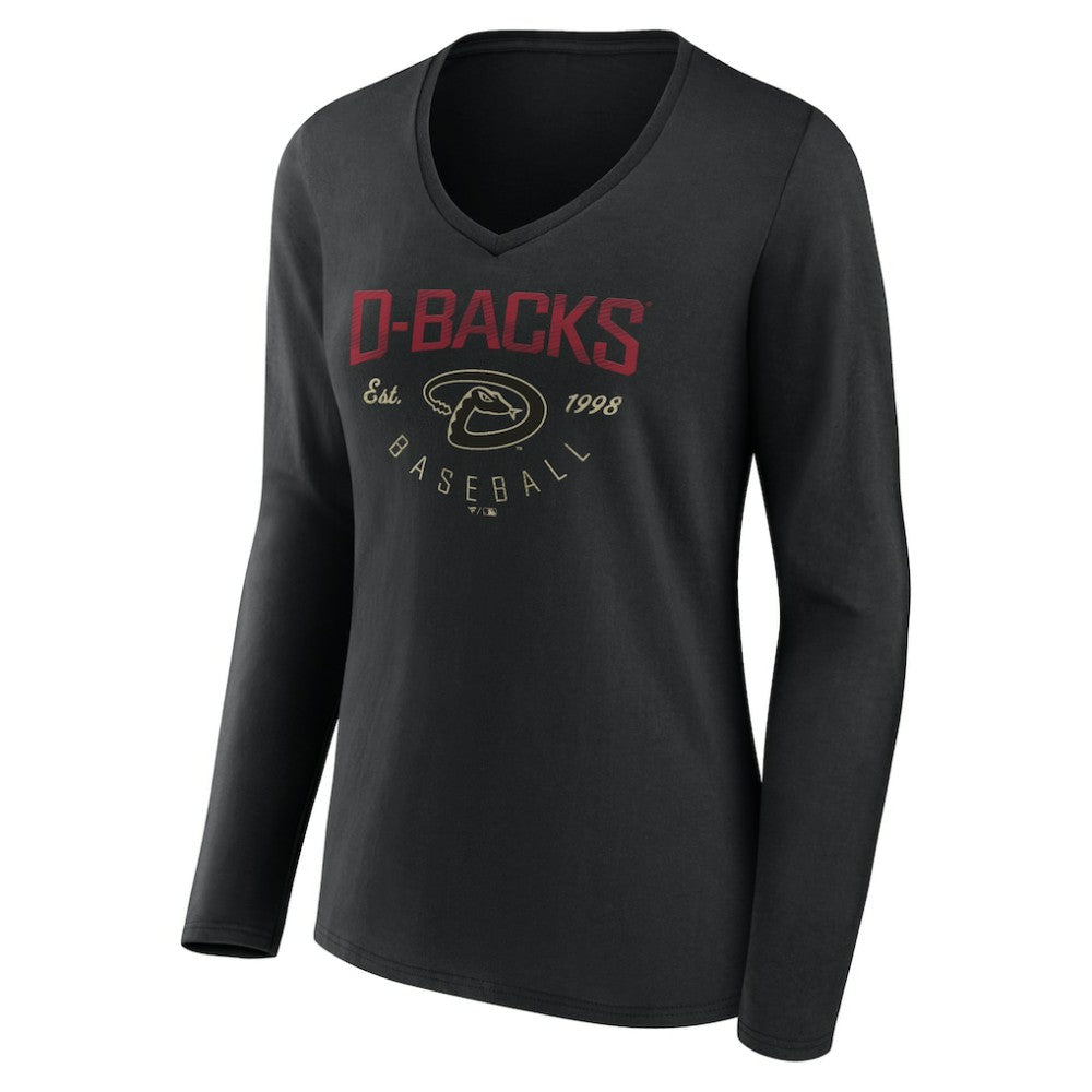 Arizona Diamondbacks Women's Live For It Long Sleeve Long Sleeve V-Neck T-Shirt | MLB On Sale