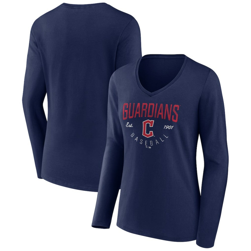 Cleveland Guardians Women's Live For It Long Sleeve Long Sleeve V-Neck T-Shirt | MLB For sale