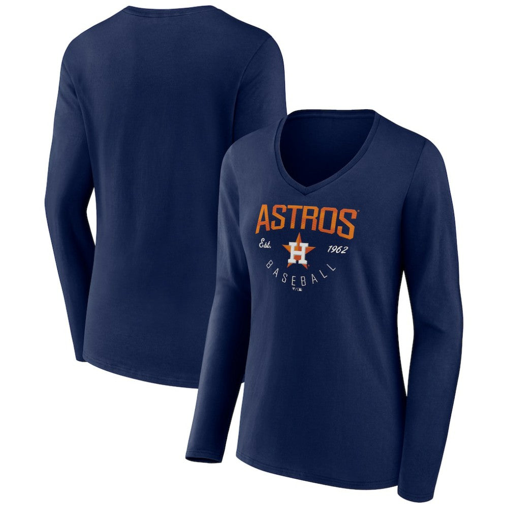 Houston Astros Women's Live For It Long Sleeve Long Sleeve V-Neck T-Shirt | MLB Discount