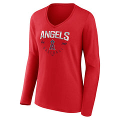 Los Angeles Angels Women's Live For It Long Sleeve Long Sleeve V-Neck T-Shirt | MLB Discount