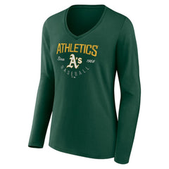 Athletics Women's Live For It Long Sleeve Long Sleeve V-Neck T-Shirt | MLB On Sale