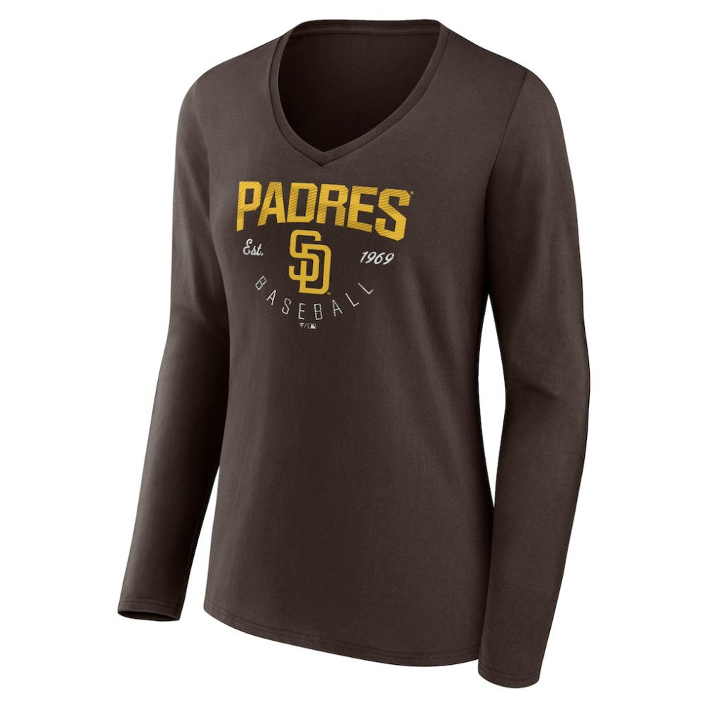 San Diego Padres Women's Live For It Long Sleeve Long Sleeve V-Neck T-Shirt | MLB Discount