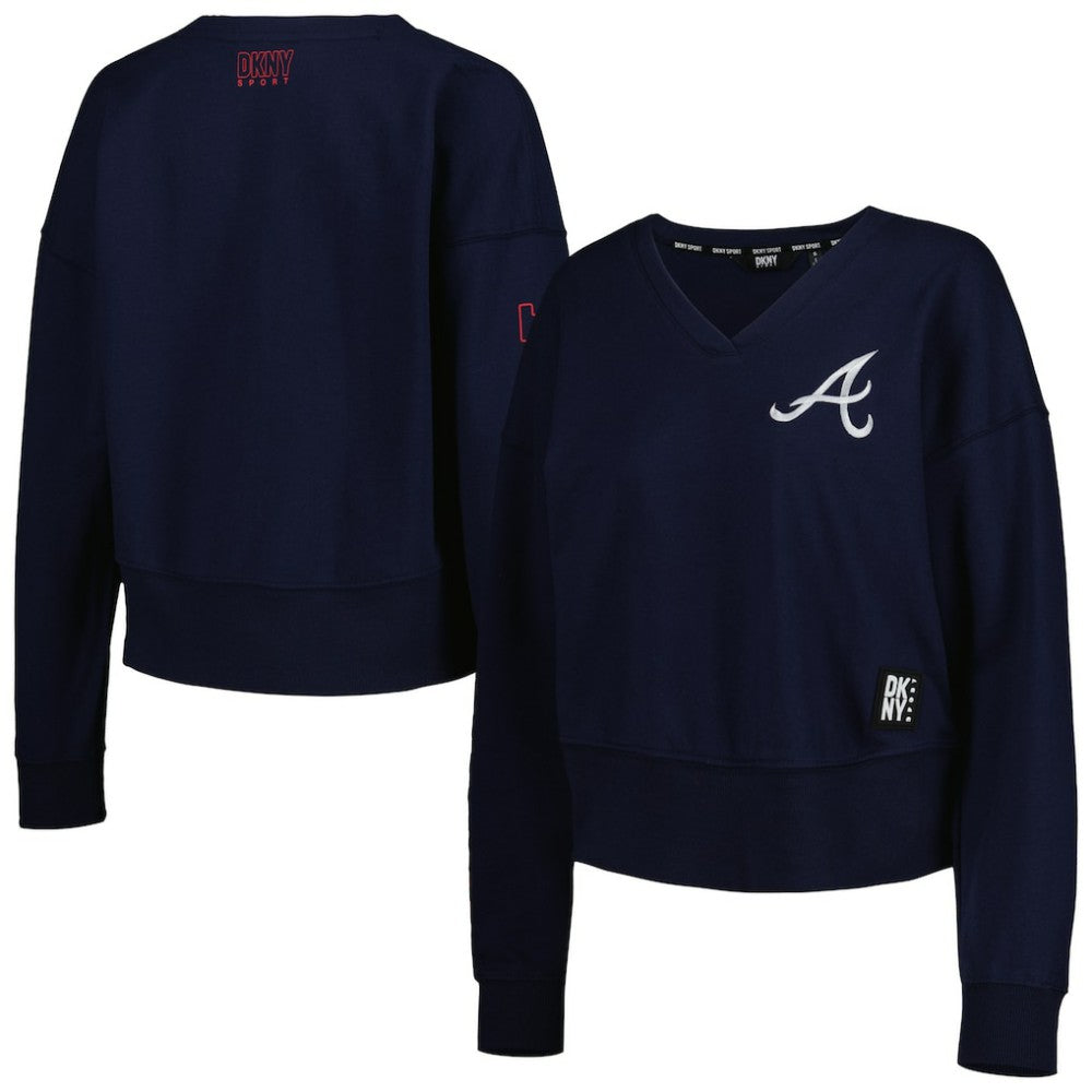 Atlanta Braves DKNY Sport Women's Lily V-Neck Pullover Sweatshirt | MLB Near me